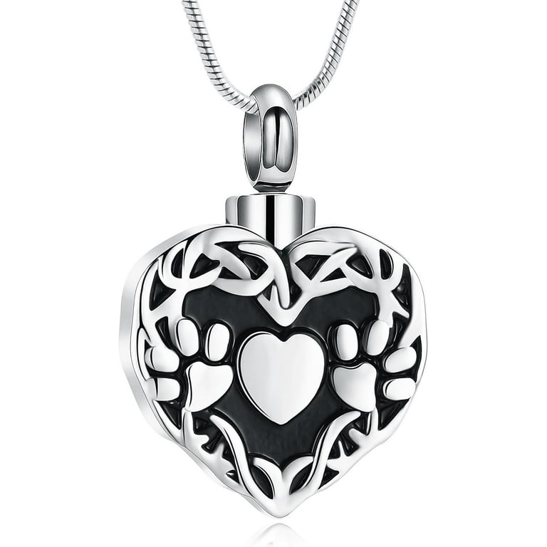 Pet Cremation Jewelry Urn Necklace for Ashes for Dog/Cat/Pets Paw - Main Image