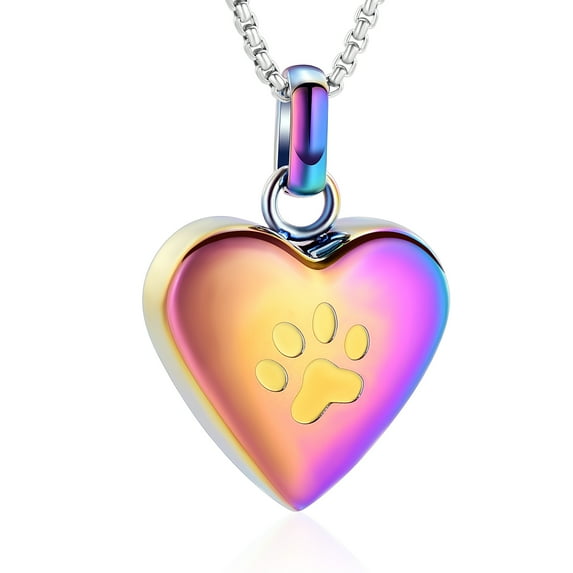 Pet Cremation Jewelry for Ashes Pendant Paw Print Pet Heart Urn Necklace Memorial Keepsake Jewelry for Pet/Dog's/Cat's Ashes