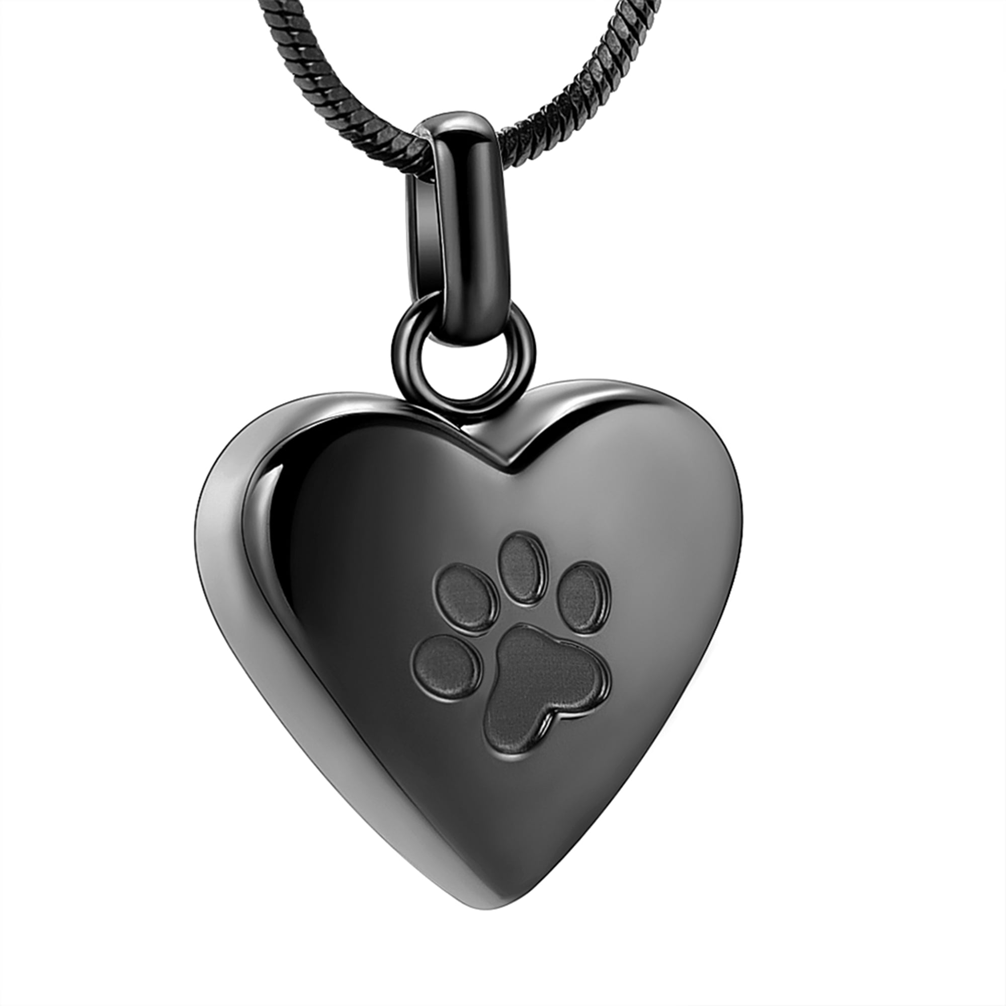 Imrsanl Pet Cremation Jewelry, Paw Print Heart Urn Necklace, Memorial ...