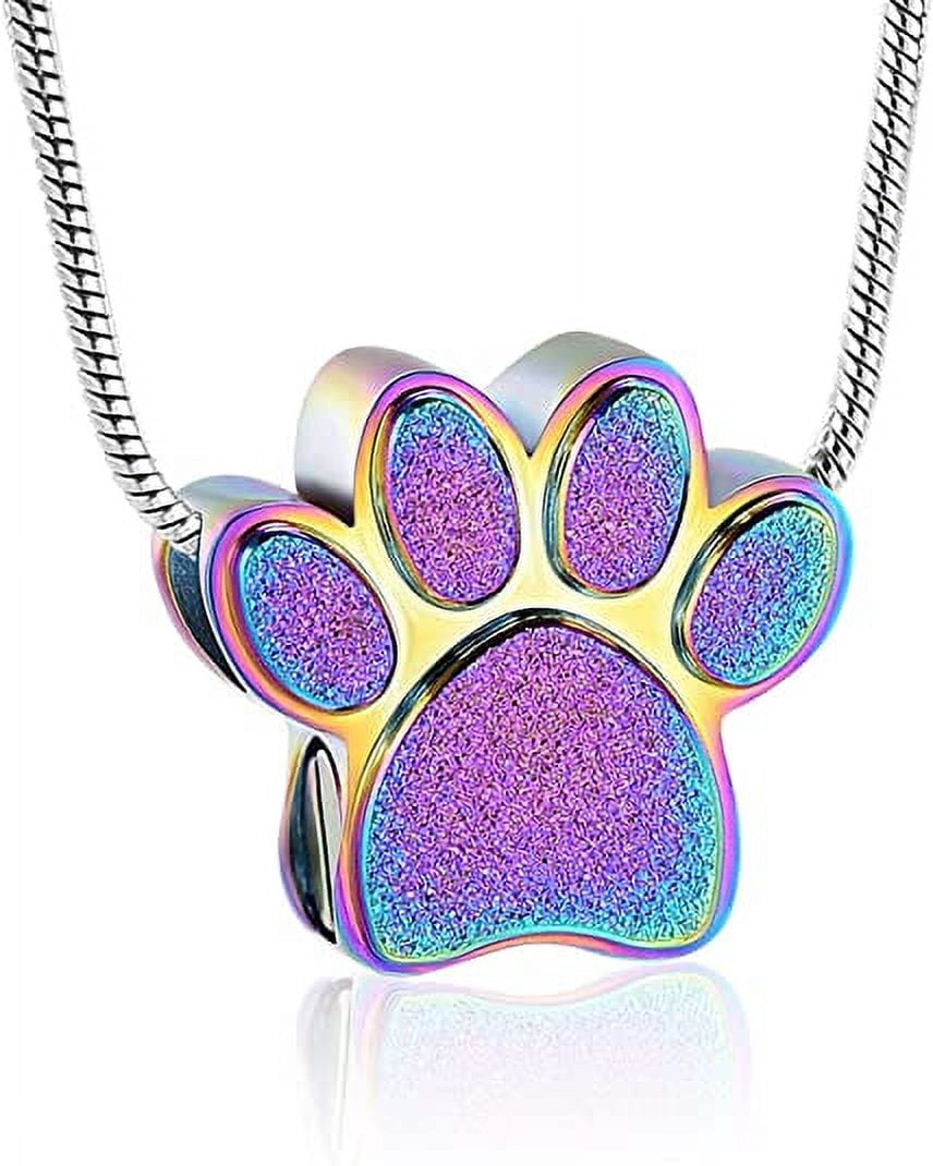 Pet Cremation Jewelry for Ashes Urn Necklace Paw Print Pet Keepsake ...