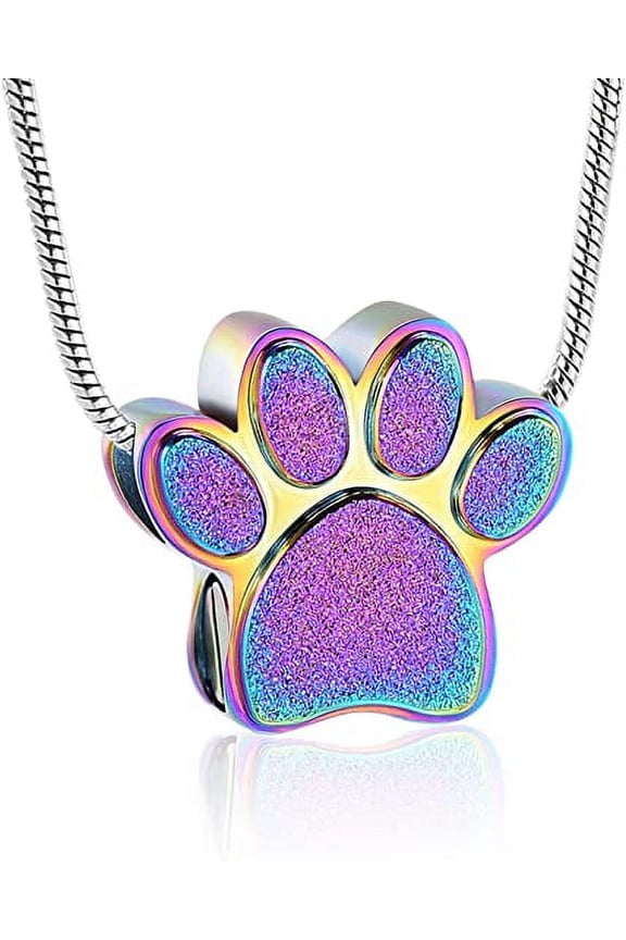 Pet Cremation Jewelry for Ashes Urn Necklace Paw Print Pet Keepsake Jewelry for Pet/Dog's/Cat's Ashes Pendant Memorial Gifts