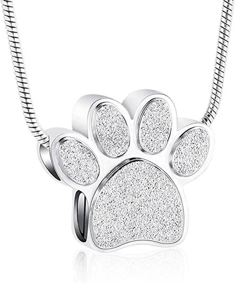 Pet Cremation Jewelry for Ashes Urn Necklace Paw Print Pet Keepsake ...