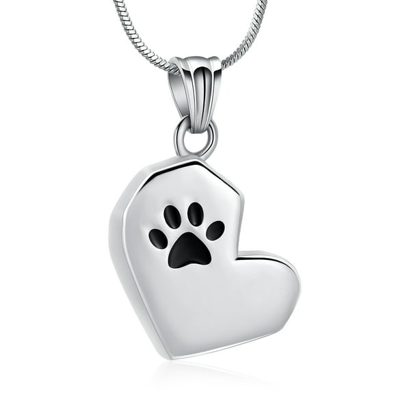 Pet Cremation Jewelry for Ashes Urn Necklace with Paw Print Heart, Pet Dog Ashes Necklace Stainless Steel Pendant Urn Locket with Funnel Kit
