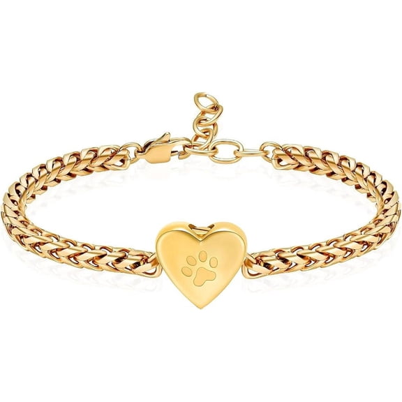 Pet Cremation Urn Bracelet for Ashes for Women Dog Cat Paw Urn Bangle Heart Cremation Jewelry Keepsake Memorial Urn Jewelry