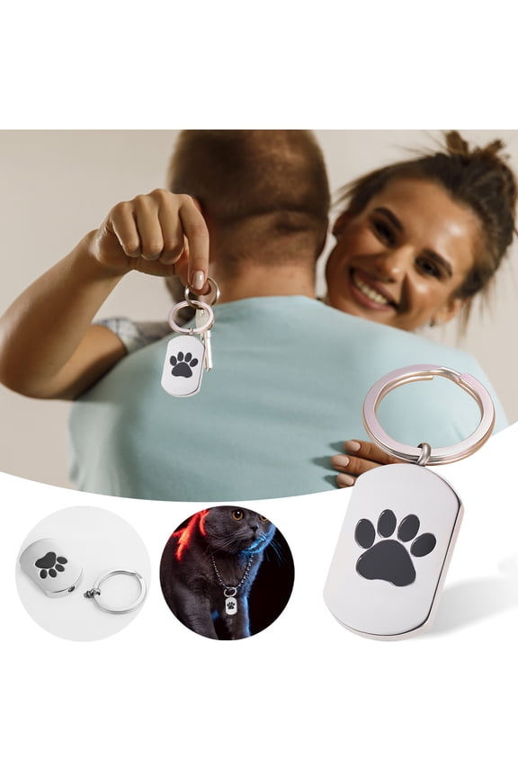 Pet Cremation Urn Keychain, Paw Print Memorial Ash Pendant, Dog Tag Keepsake Jewelry for Pet Ashes, Stainless Steel Urn Necklace, Pet Loss Sympathy Gift, Memory Keepsake for Dogs Cats Owners