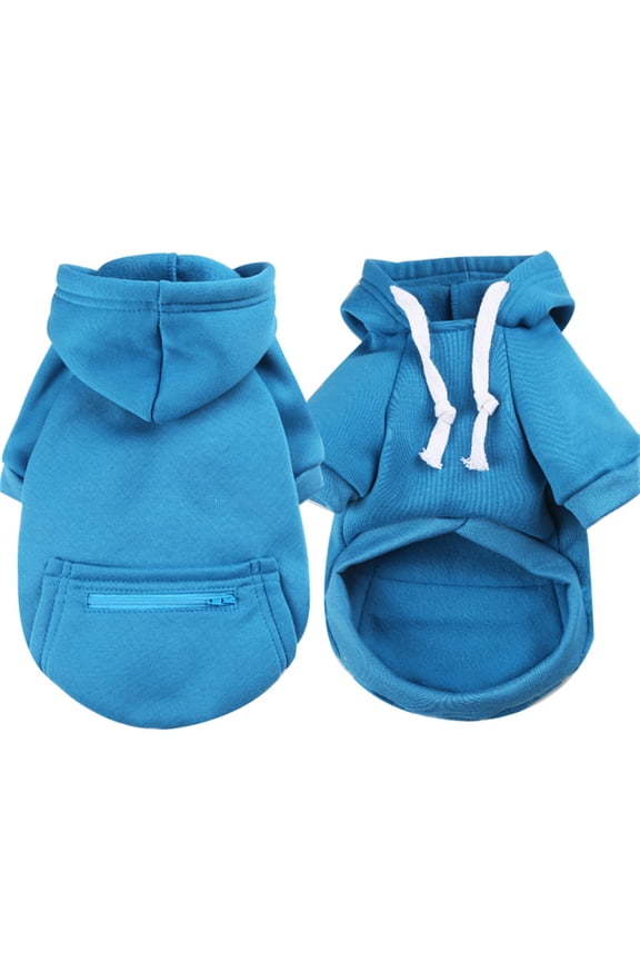 Pet Cute Dogs Cold Weather Coat with Pocket Winter Cute Dogs Hoodie Warm Puppy Clothes for Small Cute Dogs Chihuahua Clothing (Blue,S)