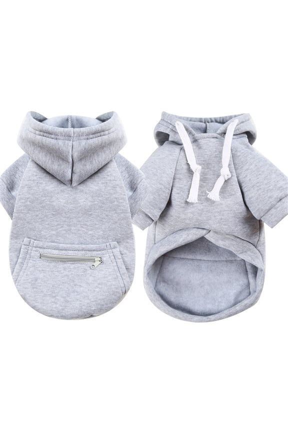 Pet Cute Dogs Cold Weather Coat with Pocket Winter Cute Dogs Hoodie Warm Puppy Clothes for Small Cute Dogs Chihuahua Clothing (Gray,L)