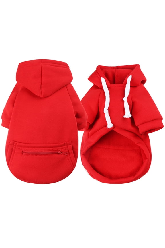 Pet Cute Dogs Cold Weather Coat with Pocket Winter Cute Dogs Hoodie Warm Puppy Clothes for Small Cute Dogs Chihuahua Clothing (Red,L)