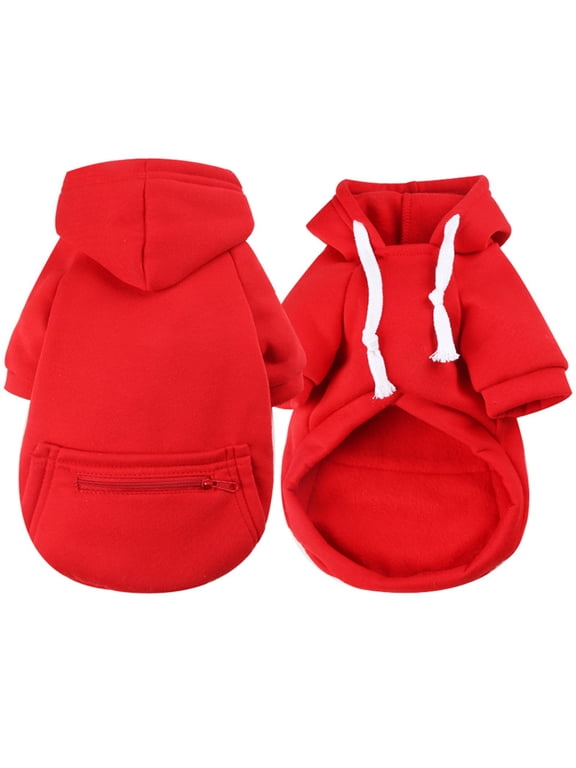 Pet Cute Dogs Cold Weather Coat with Pocket Winter Cute Dogs Hoodie Warm Puppy Clothes for Small Cute Dogs Chihuahua Clothing (Red,S)