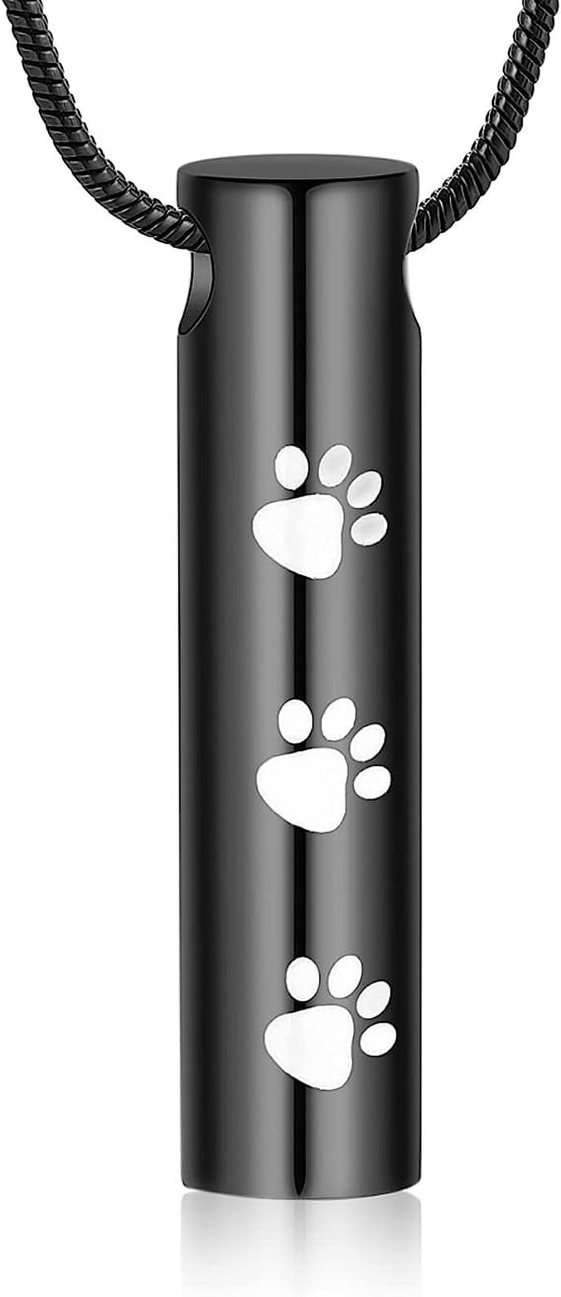 Pet Cylinder Urn Necklace for Ashes with Paw Print Urn Cremation ...