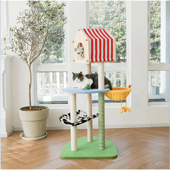 Pet Daily Kit Cat Tree Tower Cat Climbing Frame Cat Frame Scratching Board Cat Tree For Indoor Cats