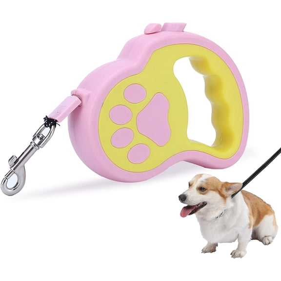 Pet Daily Kit Retractable Dog Leash Pink and Yellow 3M/10 ft