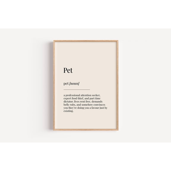 Pet Definition Print Dictionary Poster Home Dog Cat Wall Art Funny Home Decor Office Wall Art