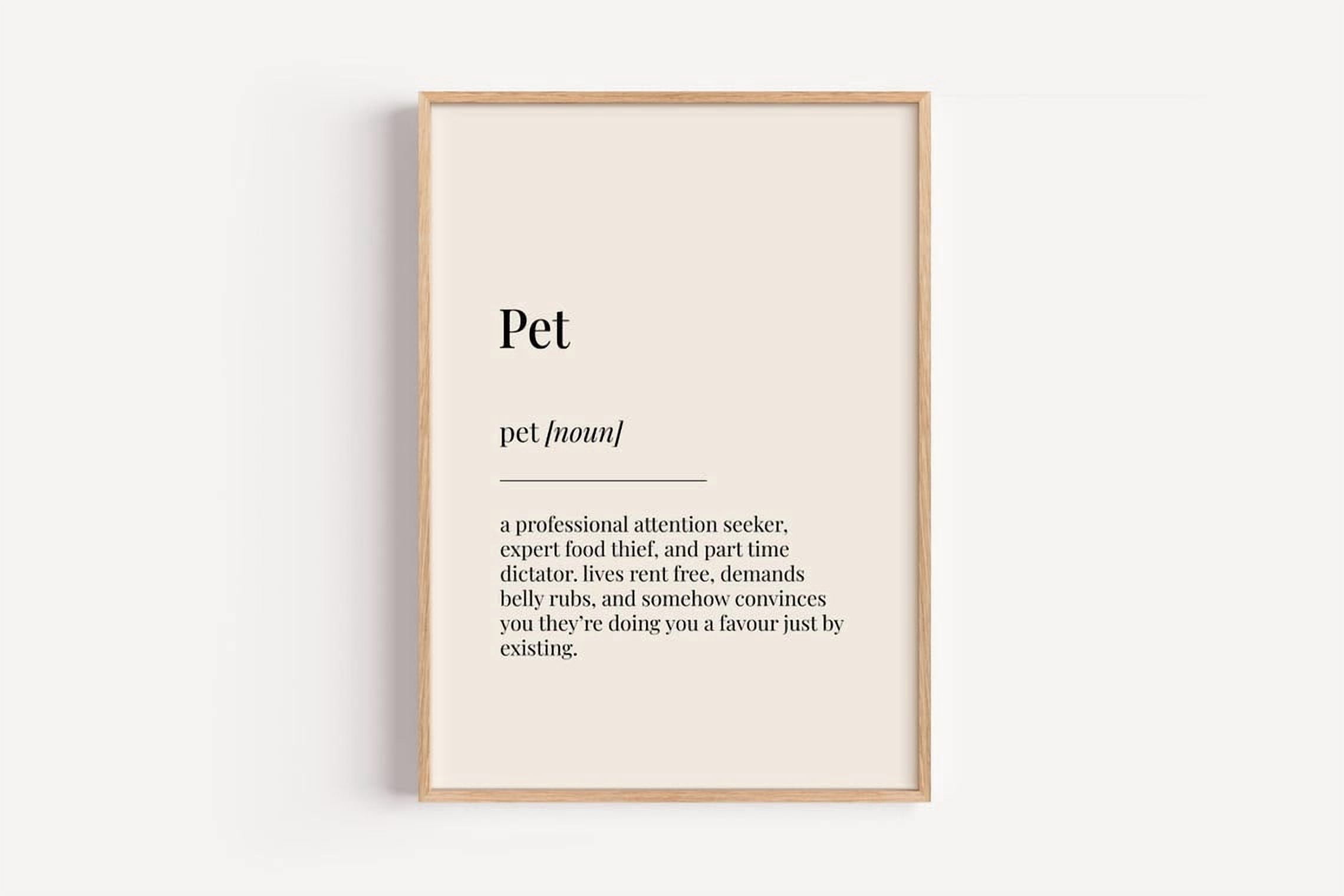 Pet Definition Wall Art Print, Dictionary Dog Cat Typography And Home ...