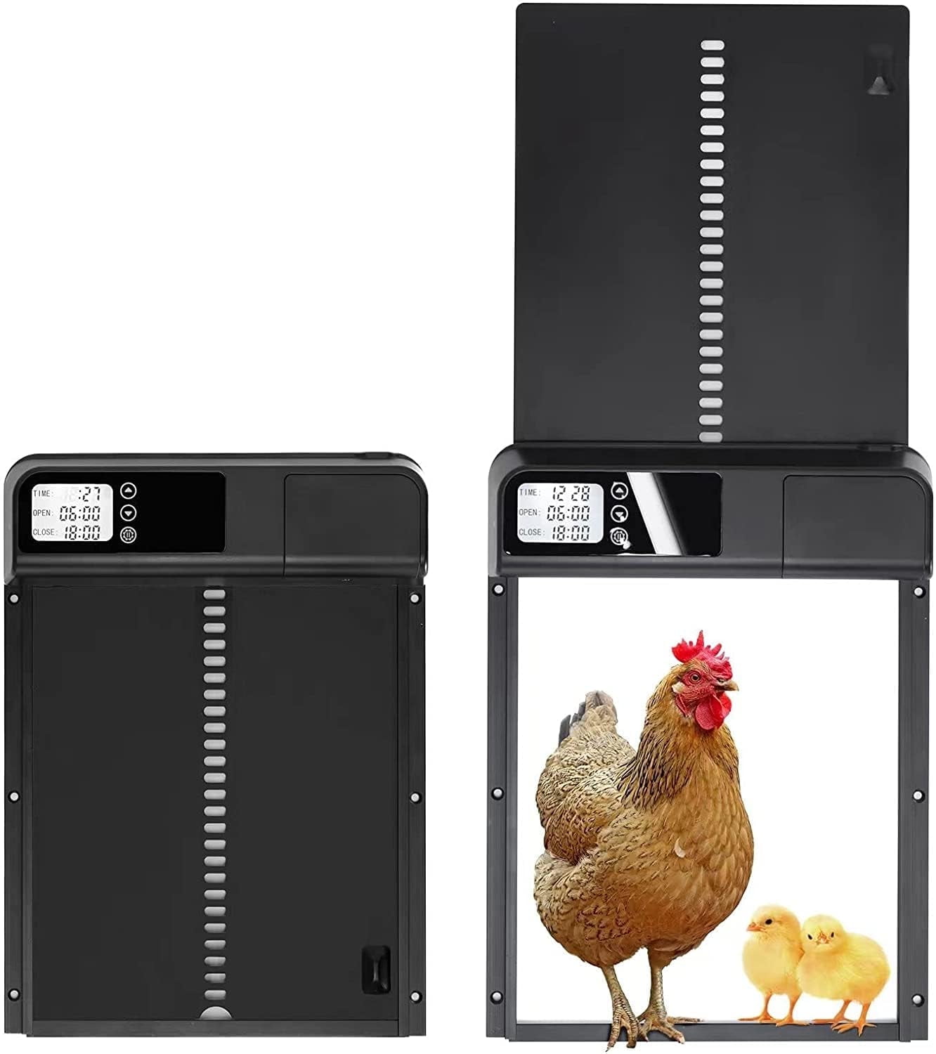 Pet Deluxe Automatic Chicken Coop Door, Aluminum Weatherproof Coops Door Opener with Timer, Predator Resistant Self-Locking Auto Chicken Doors for Home & Farm