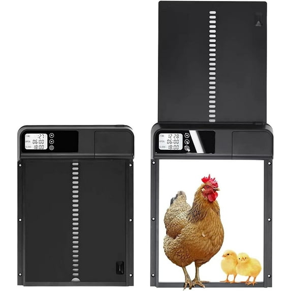 Pet Deluxe Automatic Chicken Coop Door, Aluminum Weatherproof Coops Door Opener with Timer, Predator Resistant Self-Locking Auto Chicken Doors for Home & Farm