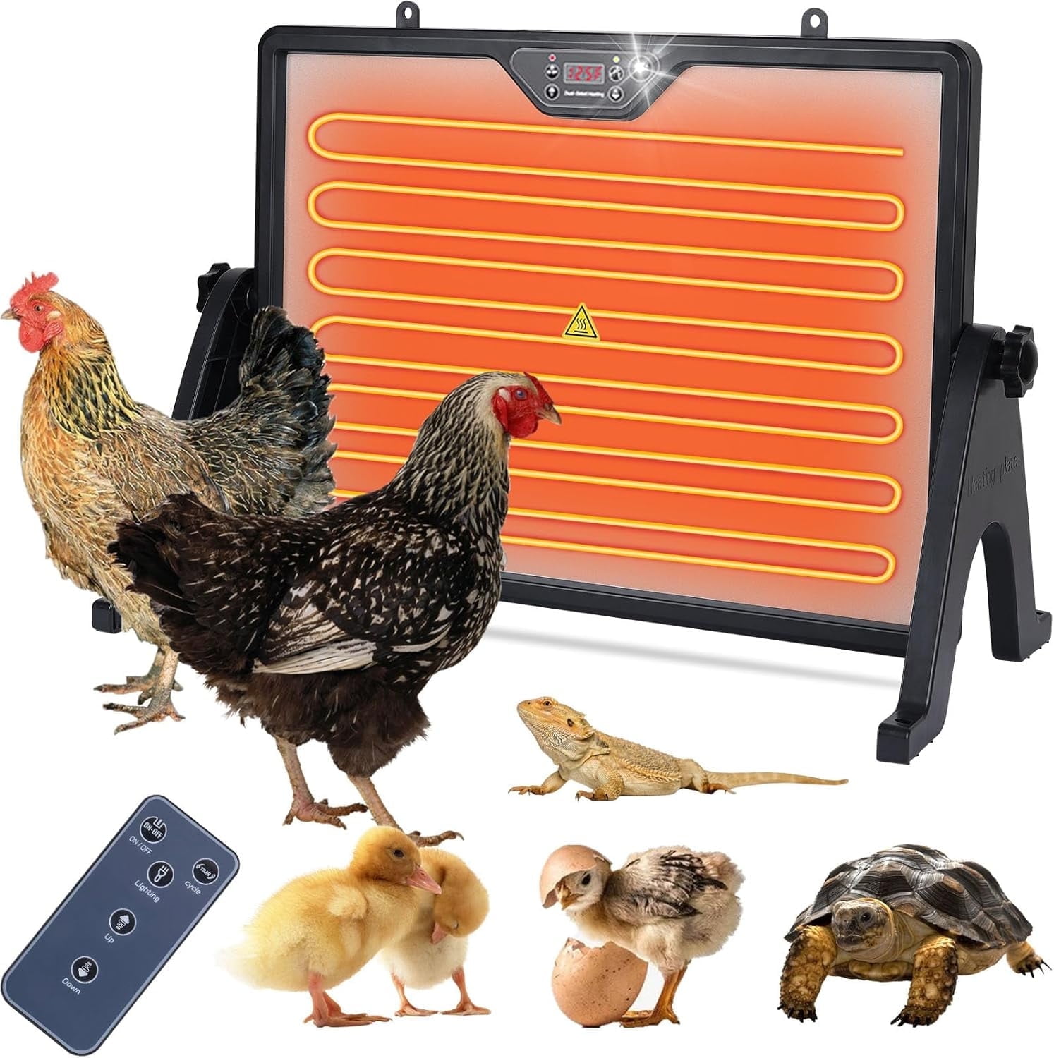 Pet Deluxe Chicken Coop Heater, Chicken Heater for Inside Coop 200W with Remote Control Timing Function, Adjustable Temp, Light, Perfect Chicken Coop Accessories Kitten Puppy Pets for Winter