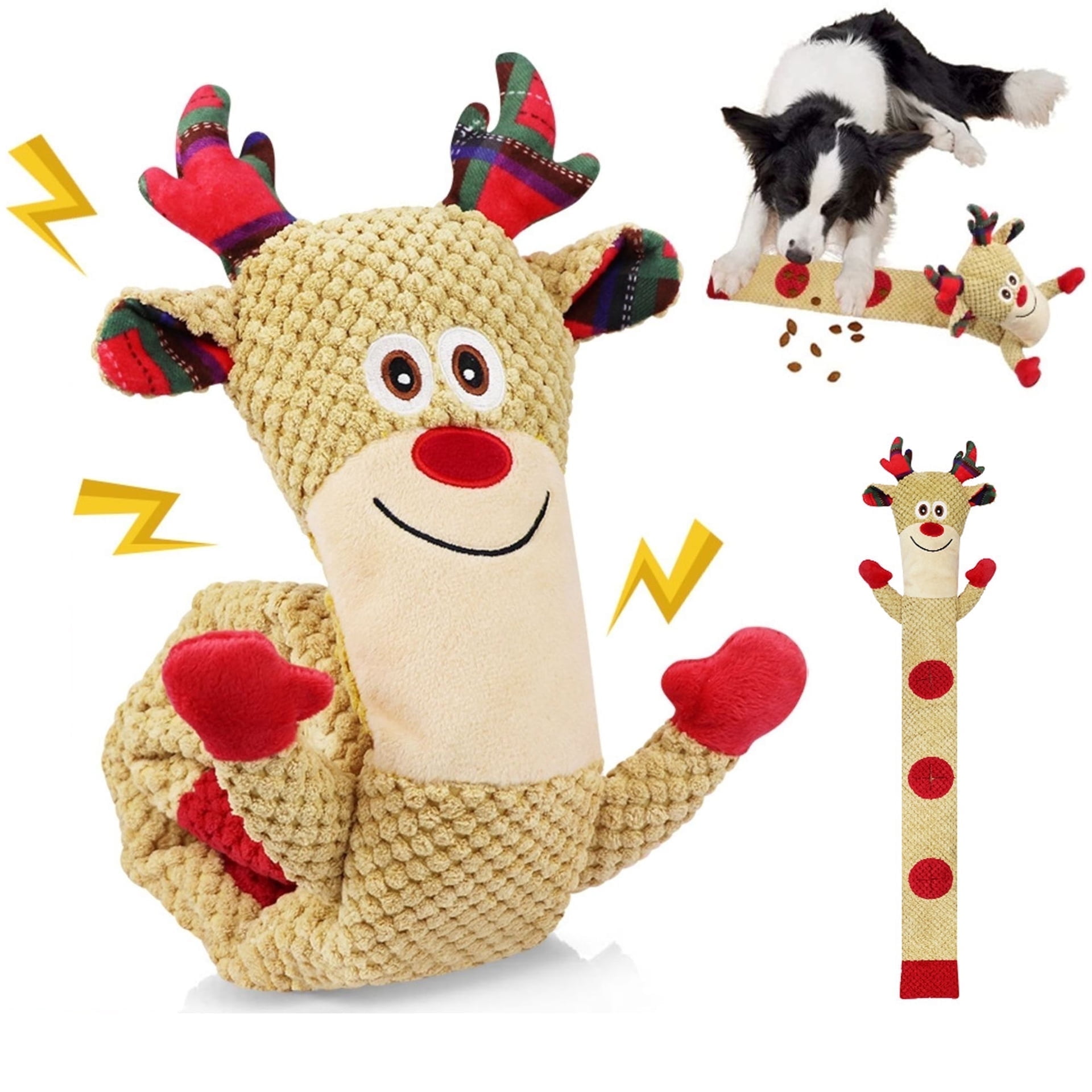 Pet Deluxe Christmas Plush Dog Toys Stress Release Game for Boredom, Squeaky Dog Puzzle Toy IQ Training, Dog Snuffle Toys Foraging Instinct Training Suitable for Small Medium and Large Dogs