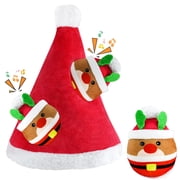 Pet Deluxe Christmas Squeaky Dog Toys 4 Pack Hide and Seek Dog Toys Christmas Hat Plush Dog Toys for Puppy Small Medium Breeds