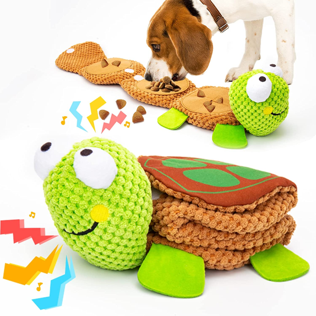 Pet Deluxe Cute Chew Toys, Durable Plush No Stuffing Puzzle Toy for
