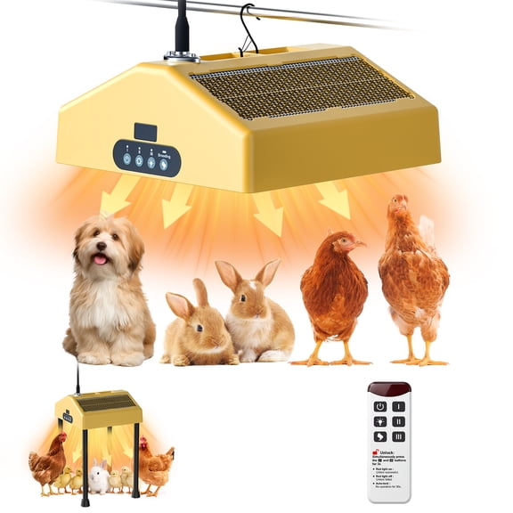 Pet Deluxe Heat Lamp for Chickens, Large Chicken Coop Heater, Adjustable Temp and Height, No Assembly Brooder Heater for Chicks Pets Livestock