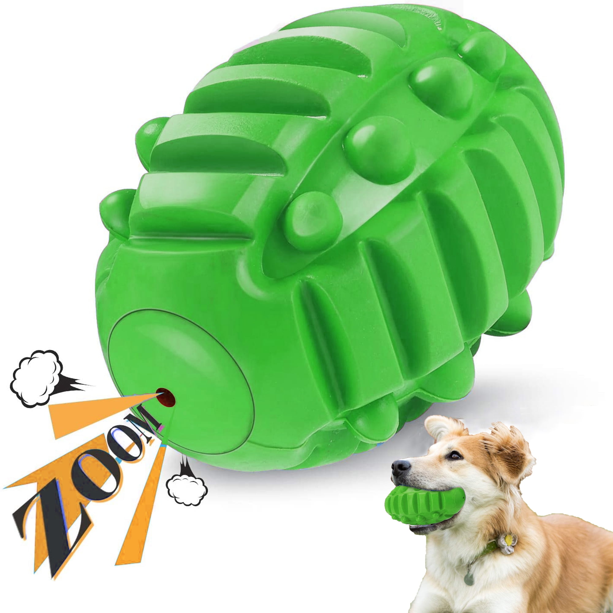 Fable fable signature ball - interactive rubber dog ball with treat  openings - for most breeds and sizes - durable dog toy ball - 2