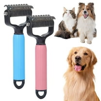 Pet Dematting Comb, 2025 New Double Sided Dematting for Dogs Cats, Grooming Rakes Dog Grooming Brush Tool, Dog Hair Mat Remover (Blue, Small)