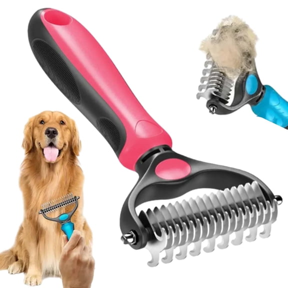 Pet Dematting Undercoat Rake, Pet Brush Double Sided Shedding and Dematting Comb for Dogs