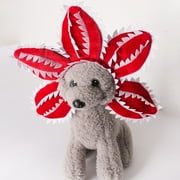 Pet Demogorgon Hat Funny Scary Flower Costume For Dogs Cats Adjustable Man-Eating Flower Shape Sticker Pet Headwear Accessories(S-20X24Cm)