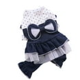thumbnail image 1 of Pet Denim Dress with Cute Bow-Knot Vest Skirt Lace Tutu Summer Spring Clothes for Cats and Small Dogs, 1 of 8