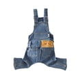 thumbnail image 1 of Pet Denim Overalls, Dog Washable Cotton Blend Clothes Breathable Soft Fabric for Small Medium Cat Spring Autumn Daily Wear, XL, 1 of 6