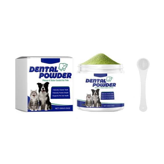 Pet Dental Cleaning Powder 100G, Gentle Care For Pet Oral Hygiene, Maintains Fresh Breath & Clean Teeth, Fresh And Clean Formula For Daily Oral Care Use By Dog And Cat Owners