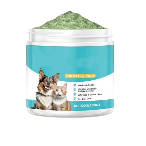 Pet Dental Powder for Dogs and Cats Odor Eliminating, Gentle Gum Care & Fresh Breath Formula Daily Oral Hygiene Without Brushing 60g