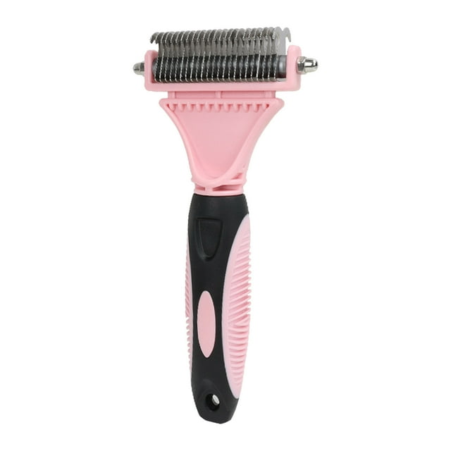 Pet Deshedding Brush DoubleSided Undercoat Rake for Dogs & Cats