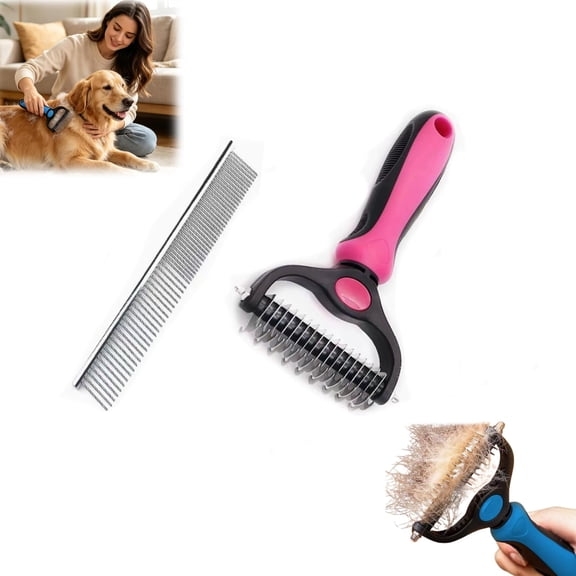 Pet Deshedding Brush, Professional Pets Deshedding Brushs, Dog Groomings Brushes Shedding, Extra-Wide Dogs Grooming Brush & Deshedder Comb for Long Hair Dogs and Cats