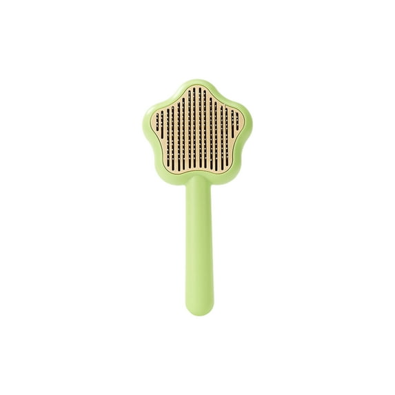 Pet Deshedding Brush for Dogs, Stainless Steel Grooming Comb, Cartoon Self Cleaning Pet Brush, One Click Hair Remover Tool,Green