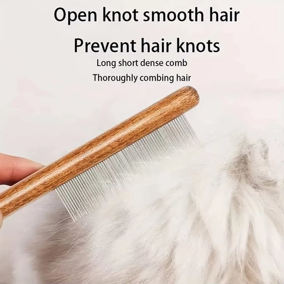 Pet Deshedding Comb - Multifunctional Pet Grooming Comb Fine-Tooth Stainless Steel Massage Comb for Dogs and Cats, Double-Sided Deshedding Tool Removes Loose Undercoat and Tangles