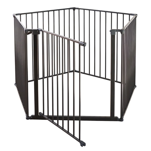 Open Box Pet Design Pet Flex System XXL Wall Mounted At Home Dog Gate, Black