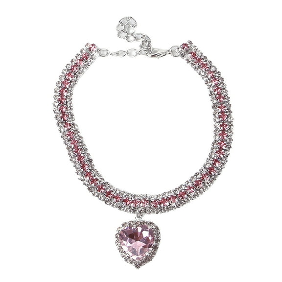 Pet Diamond Necklace Heart-Shaped Diamond Pendant Collar Collar Cat Jewelry Teddy Small and Medium Dog Collar