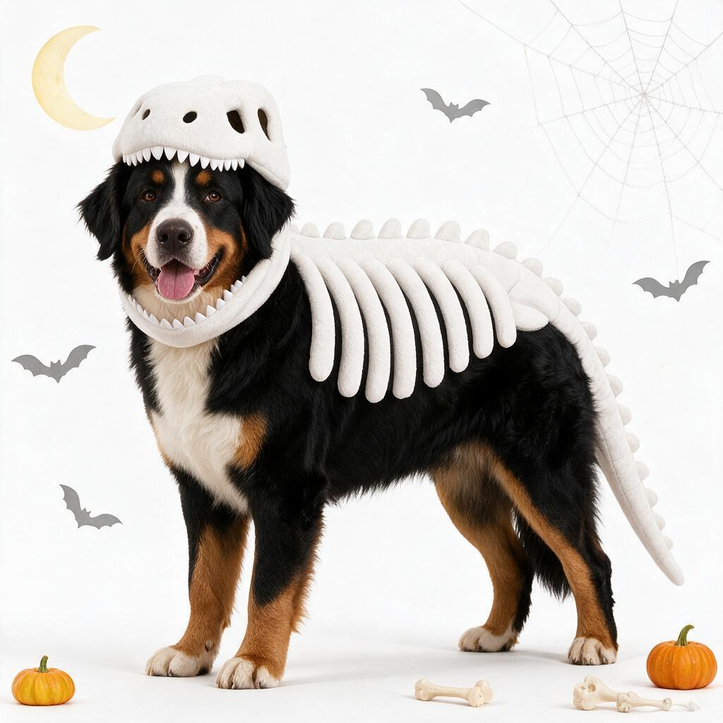 Disfraz de dinosaurio para mascota, diseño de esqueleto 3D, para perro, Halloween
