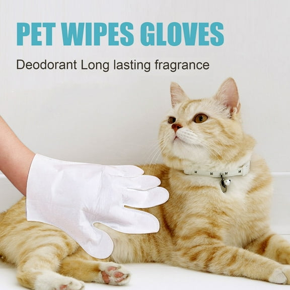 Pet Disposable Cleaning Gloves - No-Wash Bath Massage Gloves for Cats & Dogs, Waterproof Pet Grooming Supplies, Gentle Cleaning Gloves to Remove Dirt & Odor from Pets, 5.5*7.9in