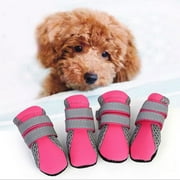 Pet Dog Adjustable Strap Anti-Slip Sole Boots 4pcs/set Paw Protectors Dog Shoes