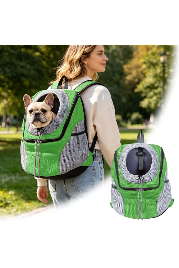 Pet Dog Backpack-Style Travel Bag - Small Dog Backpack With Breathable Design On The Front Back - Outdoor Travel Backpack With Storage Pockets, Adjustable Shoulder Straps And Safety Belt Cat Bag