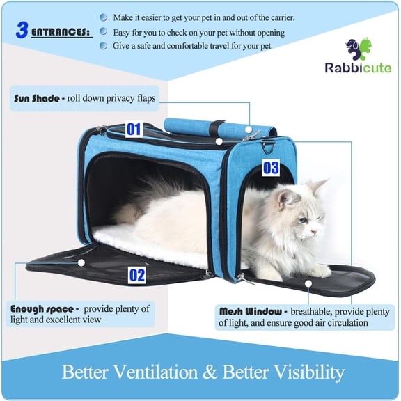 Pet Dog Bag with Washable Cozy Bed, Locking Zipper, Airline Approved Portable Collapsible