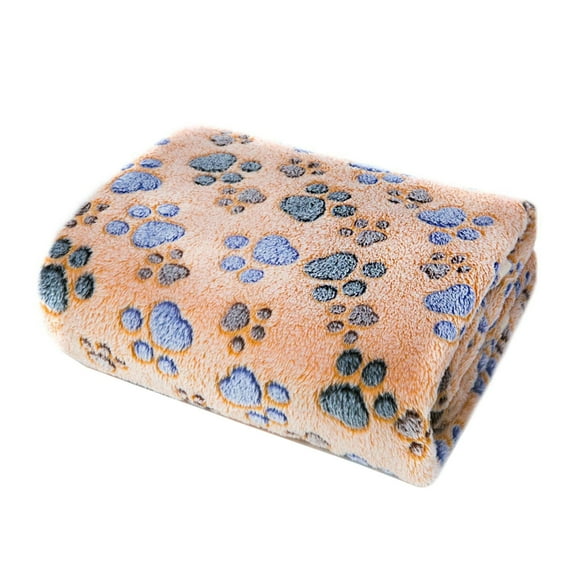 Pet Dog Bed Cover Warm Blanket Paw Printed Fleece Blanket for Cats Dog Small Animal Cage Bedding Blanket Throw Cushion