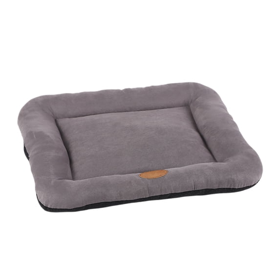 Pet Dog Bed Indestructible Crate Bed Mat Washable Chew Proof Cat Pad with Hidden Zipper & Bottom for Large Medium and Small Cozy Sleeping L Grey Happy Day!