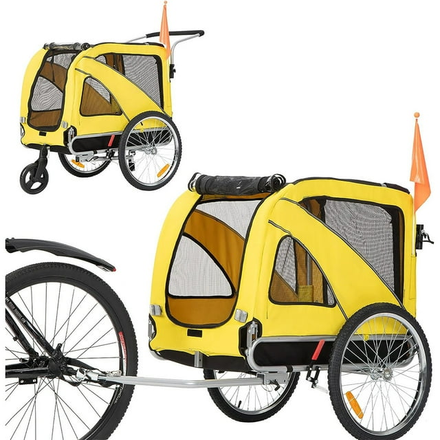 Pet Dog Bike,2 in1 Large Bicycle Trailer with Mesh Windows and