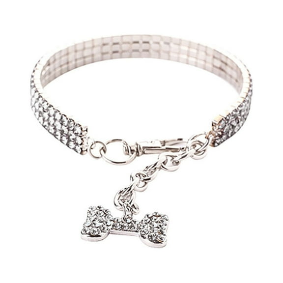 Pet Dog Bling Rhinestone Collars Fancy Necklace For Cats Small Dogs Female Puppy Collars