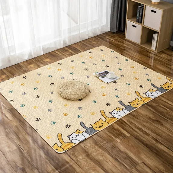 Pet Dog Cage Bottom Mat Absorb Urine Keep CoolIing Moistureproof Bite Resistant Cotton Customized Dog Beds for Large Dogs Mat (4,90x90cm)