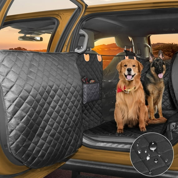 3-in-1 Dog Car Seat Cover, Car Seat for Dogs, FurLove 100% Waterproof Scratchproof Dog Hammock, Durable Nonslip Dog Seat Cover with Side Flaps, Pets Dog Back Seat Cover Protector for Trucks